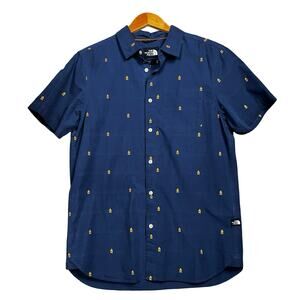 The North Face Mens Medium Campfire Print Short Sleeve Button Down‎ Shirt